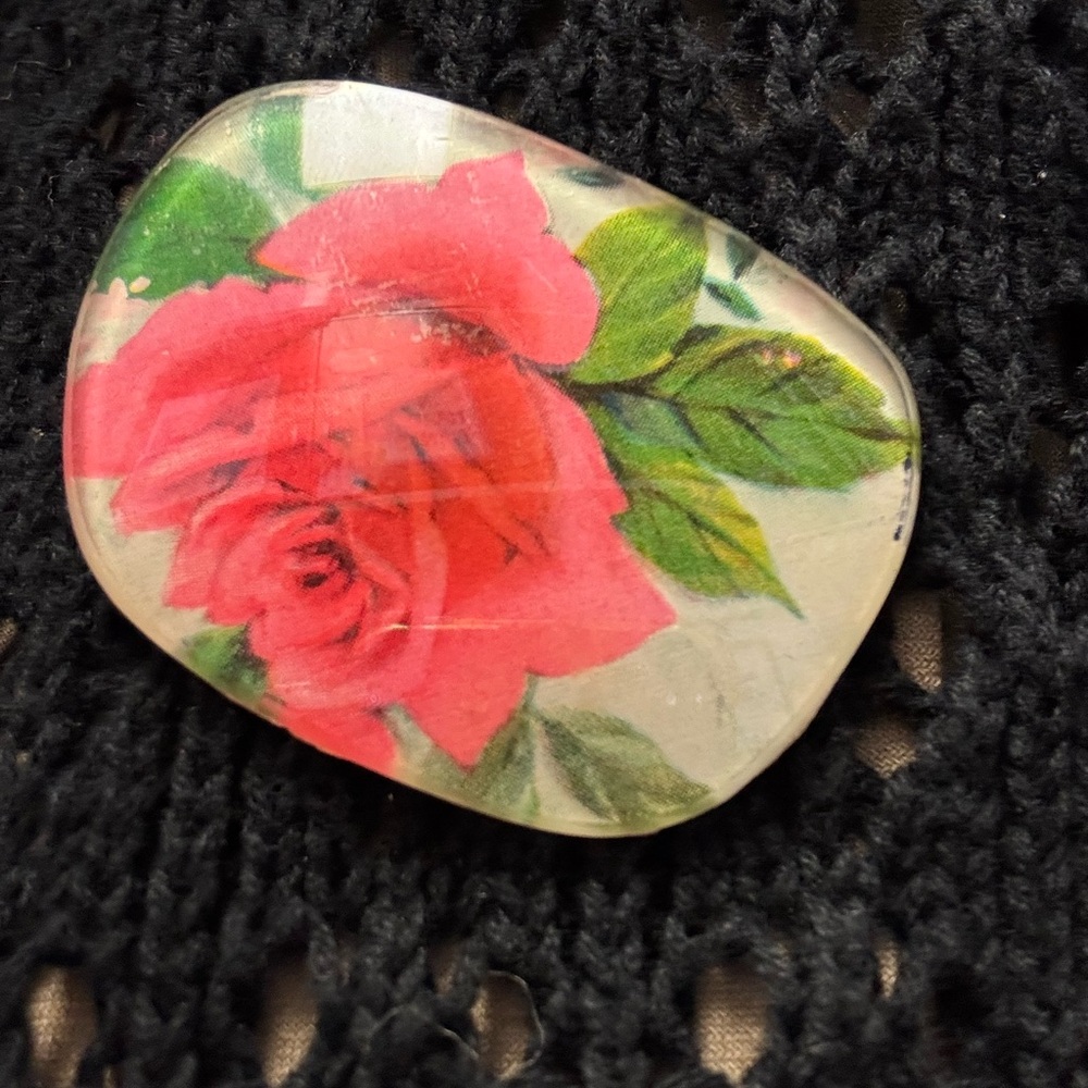 Vintage Rose Brooch Made From Glasses Lens